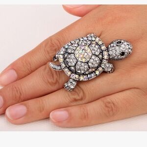 AB Crystal Stretch Turtle Ring